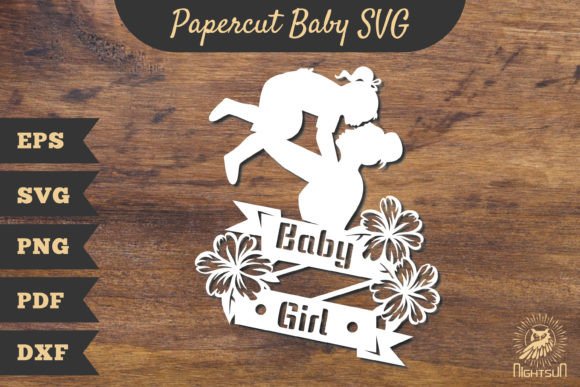 A Designer's Take on the Mom and Baby Girl Papercut SVG 4 Design
