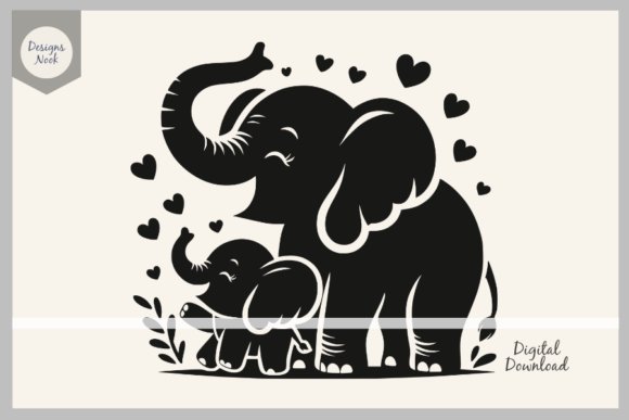 Mom and Baby Elephant with Hearts SVG Review