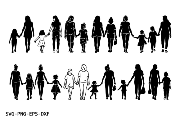 Mom Daughter Walking Silhouette Review